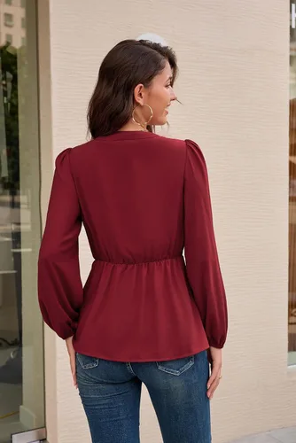 Miniatura 5 de GRACE KARIN 2024 - Blusa elegante de manga corta acampanada con cuello en V y lazo frontal para mujer
