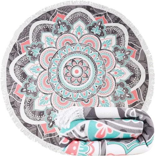 Miniatura 9 de LIVILAN Toalla de playa redonda bohemia con mandala para mujer, toalla de playa circular suave y bonita, manta de playa circular, regalos hippie