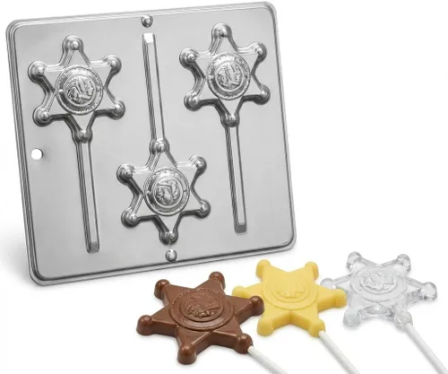 Miniatura 3 de Molde de caramelo de chocolate con diseño de piruleta con insignia del sheriff 3455