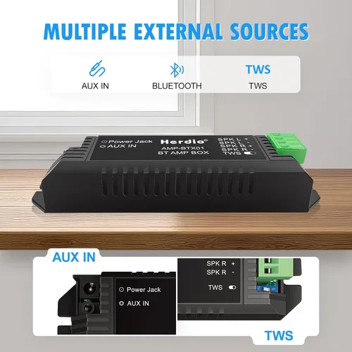 Miniatura 2 de Herdio Amplificador de audio para el hogar Bluetooth 2.0 Sistema receptor de canales para altavoces pasivos con AUX TWS adecuado para techo, marino