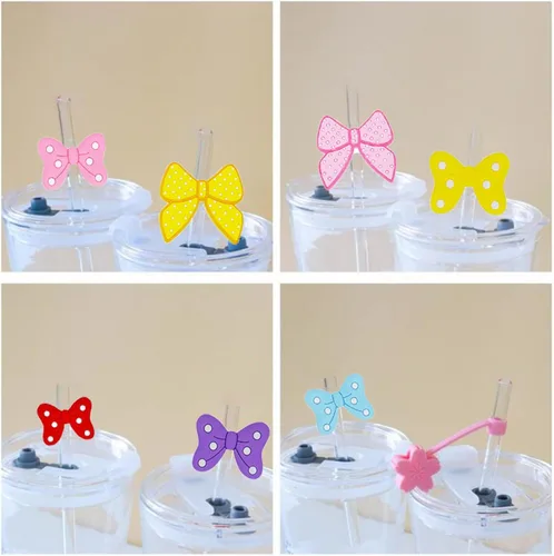 Miniatura 2 de Cubierta de paja de silicona para vasos, pajitas reutilizables, lindas puntas de popote (cubierta de pajita/7 unidades)