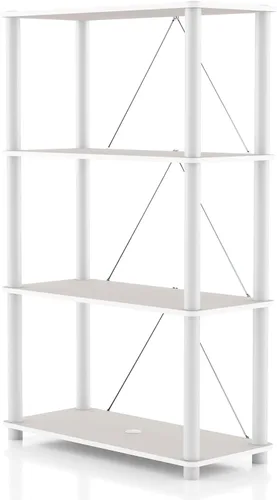 Miniatura 44 de Homes: Inside + Out Apexa Unidades de Estantería Estrecha Moderna de 4 Niveles, Estantes de Exhibición para Coleccionables, Estante de Pie de Fácil
