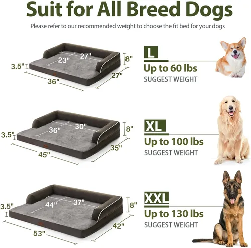 Miniatura 6 de Camas Ortopédicas para Perros Extra Grandes, Cama de Espuma de Cartón de Huevos Impermeable XL para Perros con Laterales 45x35 Pulgadas, Camas Tipo
