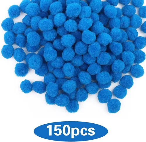 Miniatura 3 de 150 Pompones Azul Claro, Pompones de 1 Pulgada con Ojos Saltones Autoadhesivos para Manualidades, Pequeñas Bolas Esponjosas Pompom Bolas de Peluche