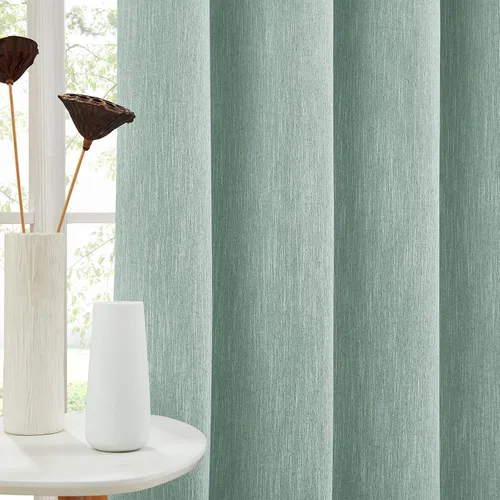 Miniatura 12 de Melodieux Elegantes cortinas opacas de algodón para oscurecer la habitación, para sala de estar, dormitorio, con aislamiento térmico, paneles