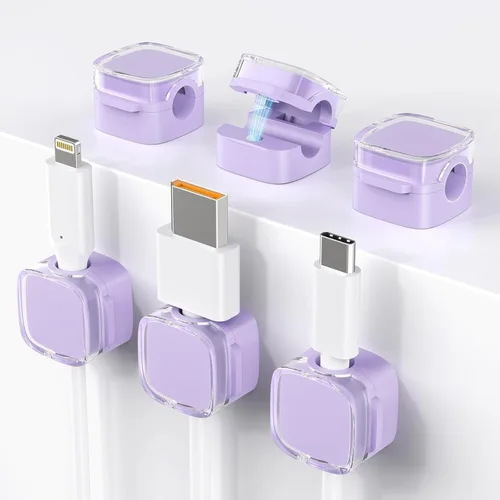 Miniatura 7 de Paquete de 6 organizadores magnéticos de cables de carga, organizador de cables magnéticos 2025, clips magnéticos de gestión de cables, soporte