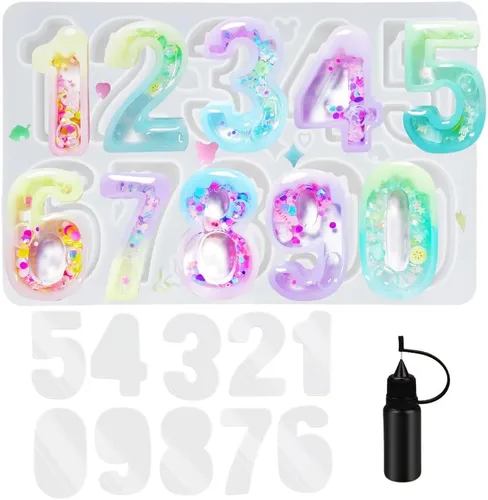 Miniatura 32 de Juego de moldes agitadores de resina, suministros de fundición de joyería epoxi, máquina de garras, camión de postres, consola de juegos, oso