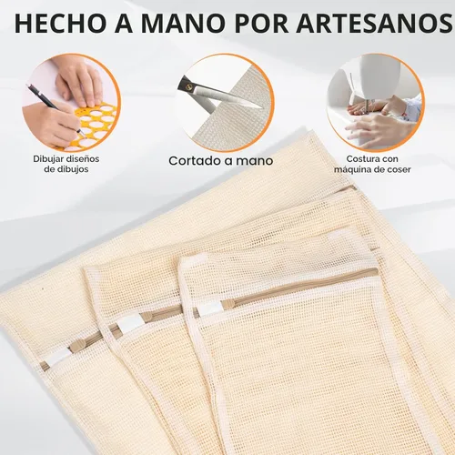 Miniatura 3 de Bolsa de 6 piezas, bolsa de lavandería de malla de algodón duradera, cremallera resistente, malla transpirable, exquisita bolsa de lavandería