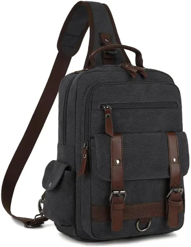 Bolsa de mensajero vintage, mochila de lona para viajes, bolsa de hombro para hombre, bolsa de doble uso para transporte de mano y transporte