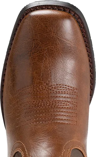 Miniatura 3 de IUV Botas de Vaquero para Hombre de Pie Ancho Punta Cuadrada Botas Occidentales con Bordado Clásico Duraderas Sin Cordones