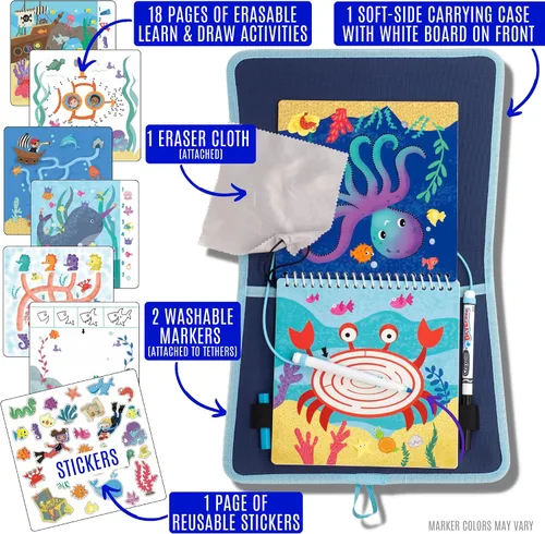 Miniatura 2 de Totebook Libro de Actividades Educativas de Viaje para Niños con Marcadores Lavables - Actividades de Auto y Avión, Juguetes Educativos para Niños