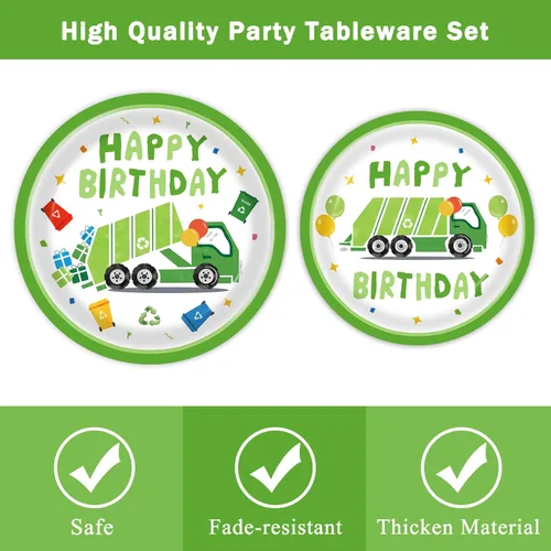 Miniatura 4 de Platos de papel para camión de basura, 96 unidades, decoraciones de cumpleaños, camiones de basura, suministros de fiesta, camiones de basura