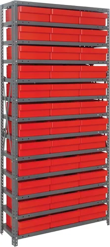Miniatura 604 de Quantum QSBU-245BK Heavy Duty Shelving Unit with (7) Shelves and (24) QUS245 Black Bins for Garage Warehouse Storage Distribution 400 lb Load