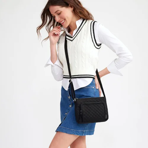 Miniatura 5 de Vera Bradley Bolso cruzado estilo hipster de algodón para mujer con protección RFID