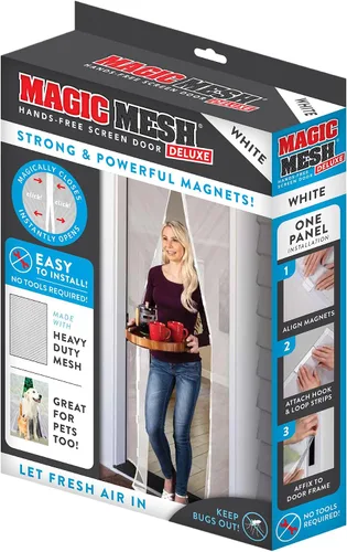 Miniatura 10 de Magic Mesh Deluxe, Negro Puerta mosquitera magnética, resistente, cierre magnético, red para puerta, pantalla para patio, pantalla para puerta