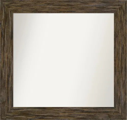 Miniatura 12 de Amanti Art Espejo personalizado, espejo de baño marrón Fencepost, espejo de pared o espejo de tocador de baño sobre el fregadero (27 x 27 pulgadas)