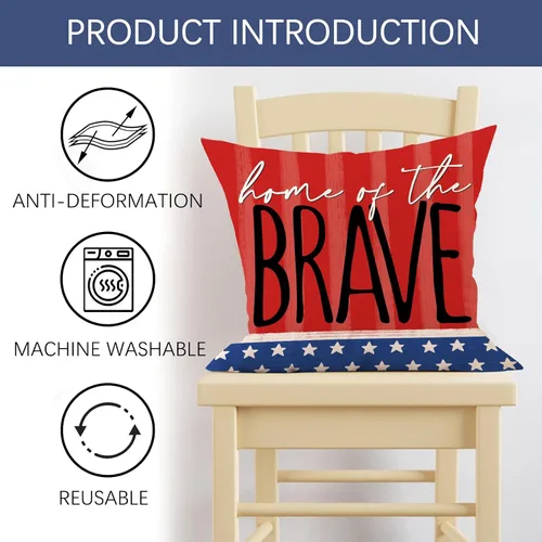 Miniatura 3 de Juego de 4 fundas de almohada decorativas patrióticas de 16 x 16 pulgadas, diseño de la tierra de los Estados Unidos, decoración al aire libre