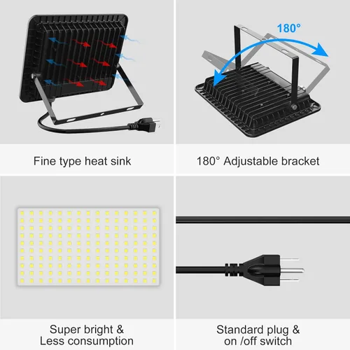 Miniatura 4 de Luz de inundación LED de 150 W, IP66, impermeable, para exteriores, 15000 lm, 5000 K, luz de trabajo con enchufe e interruptor, luces de seguridad