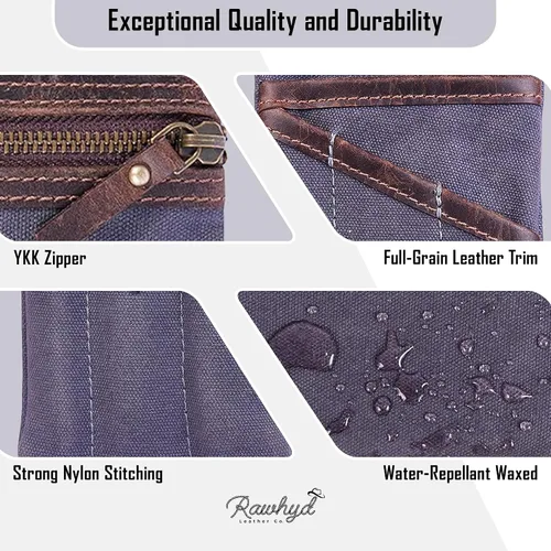 Miniatura 4 de Organizador de bolsillo EDC de lona encerada para hombres, bolsa de bolsillo trasero multiherramienta para teléfono/portátil, bolígrafo