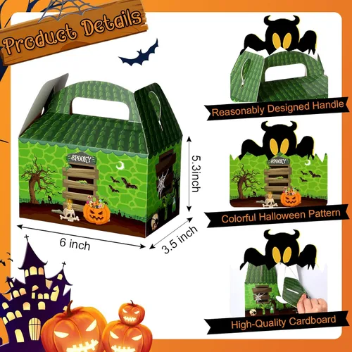 Miniatura 2 de TaoBary Juego de 24 cajas de dulces de Halloween, cajas de regalos de Halloween, cajas de regalos para regalos de cumpleaños, galletas, caja