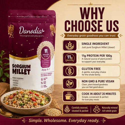 Miniatura 7 de Danodia Foods Grano de mijo de sorgo, 33.51 oz / 2 libras Grano de sorgo blanco Jowar, mijo de grano entero, grano sin gluten para cocinar