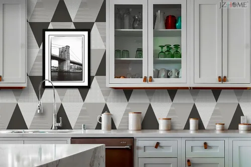 Miniatura 5 de Y1337 - Papel tapiz para despegar y pegar, triángulo geométrico, 17.7 pulgadas x 9.8 pies, color gris, extraíble, diamante, autoadhesivo