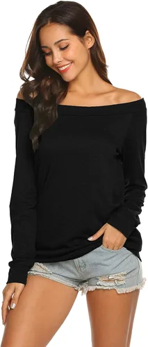 Miniatura 2 de Halife - Blusa de manga larga con hombros descubiertos y cuello bote para mujer