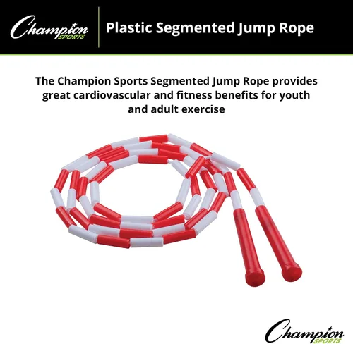 Miniatura 3 de Champion Sports Plastic Segmented Jump Rope Rojo/blanco (7 pies)