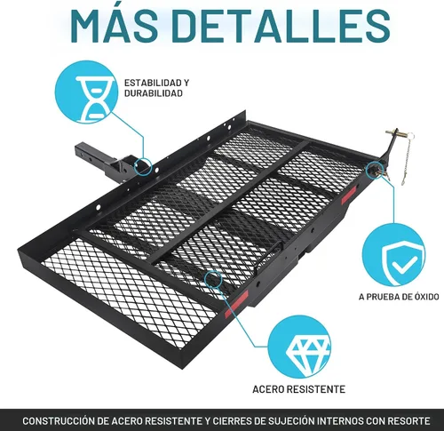 Miniatura 6 de ECOTRIC Transportador de carga de enganche de 46.2 x 26.8 x 38.7 pulgadas con rampa plegable de 500 libras de capacidad, soporte de enganche