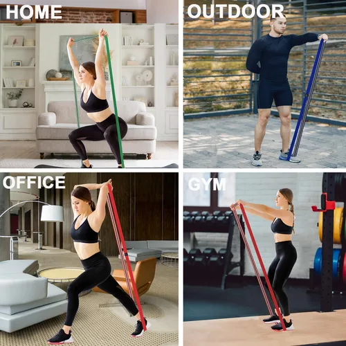 Miniatura 2 de STANDROCK Bandas de resistencia de tela para entrenamiento, bandas de 3 y 4 niveles, bandas de resistencia largas para mujeres y hombres Bandas