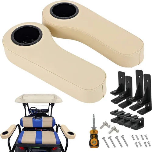XUANYUDG0769 Reposabrazos de carrito de golf con portavasos para EZGO TXT Club Car DS Precedent y Yamaha Kit de asiento trasero, marco de soporte