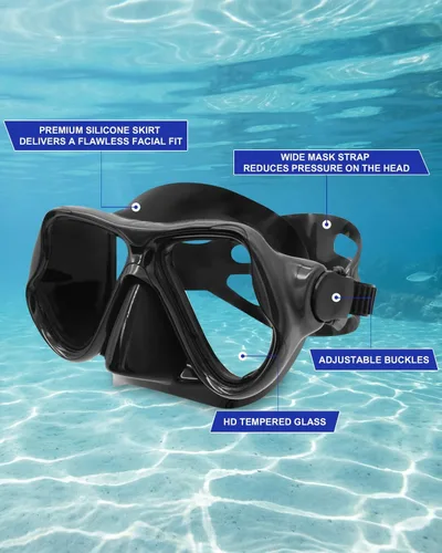 Miniatura 4 de Equipo de esnórquel para adultos, jóvenes y niños, juego de máscara de esnórquel con parte superior seca, juego de máscara de buceo antivaho