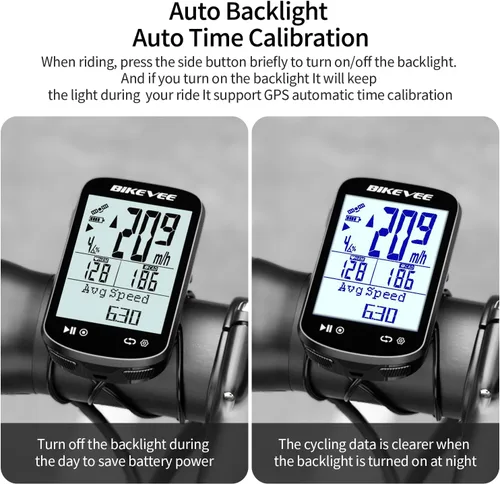 Miniatura 5 de Paquete GPS inalámbrico para computadora de bicicleta, velocímetro y odómetro, sensor de cadencia, retroiluminación automática y parada automática