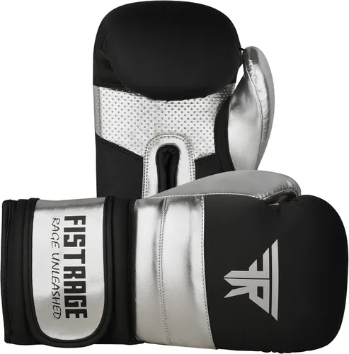 Miniatura 6 de FISTRAGE - Guantes de boxeo de cuero metálico para entrenamiento de artes marciales mixtas, Muay Thai, Kick Boxing, Sparring, bolsa pesada, guantes