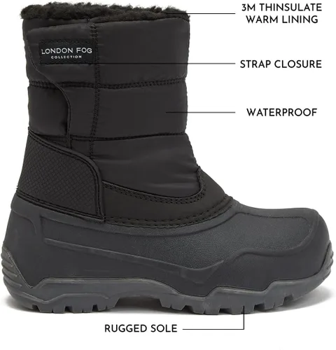 Miniatura 2 de London Fog Jett Botas de nieve para niños, botas de nieve de invierno aisladas para niños y niñas, tallas de 11 a 5