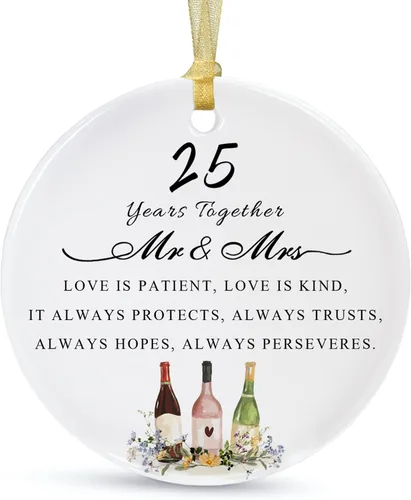 Miniatura 13 de Adorno de Navidad de aniversario de 10 años 2026, décimo para parejas, adorno de cerámica de diez años casados para decorar bodas en el hogar