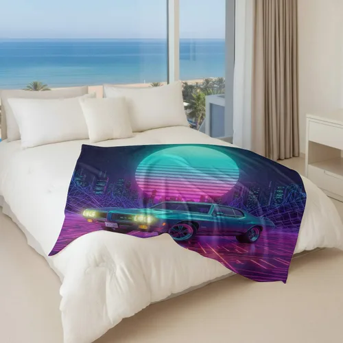 Miniatura 6 de Cyber Synthwave GTO Neon Retro Flannel Blanket, Super Soft Cozy Bed Throw, Versatile Throw Blanket for Bedroom & Sofa Decor (04,30 x 40in)