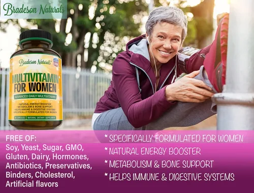 Miniatura 2 de Suplemento multivitamínico para mujer. Complejo de vitaminas A, C, D, E y vitamina B. Apoyo inmunológico y femenino + antioxidantes y energizantes