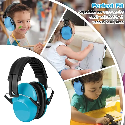 Miniatura 3 de BlueFire Orejeras con cancelación de ruido para niños, paquete de 2 auriculares con bloqueo de sonido sobre la oreja, orejeras plegables de Azul 1
