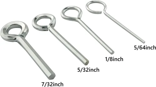 Miniatura 2 de Juego de llaves Allen de anillo 5 en 1, 5/64 pulgadas, 1/8 pulgadas, 5/32 pulgadas, 7/32 pulgadas, llaves Allen con 1 llavero para barra de empuje