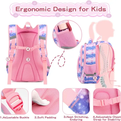 Miniatura 3 de Cusangel Mochila para niños Par (dinosaurio mecánico), 1 Unicornio Cielo, dibujos animados