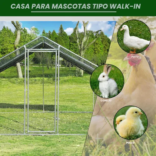 Miniatura 7 de Mejora de Gallinero Grande de Metal Betterhood con Malla de Alambre de Soporte Triple, Corral para Pollos con Cubierta Resistente al Agua y Anti-UV