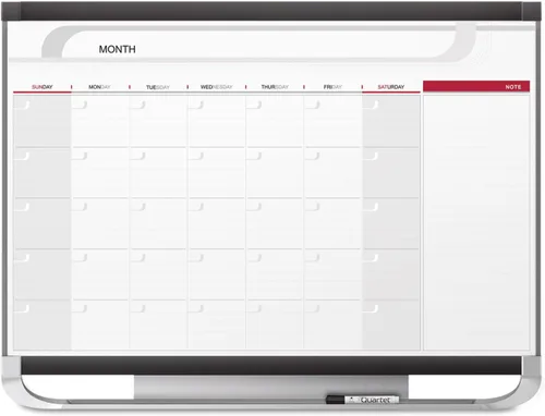 Quartet Prestige 2. Pizarra magnética de calendario mensual, superficie borrable. 3 x 2