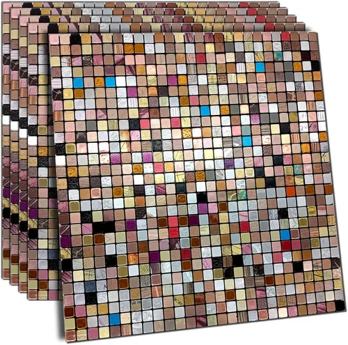 Miniatura 9 de XUANINY Azulejos de protección contra salpicaduras para cocina, baño, chimenea, mosaico de aluminio metálico autoadhesivo (11.81 x 11.81 pulgadas)