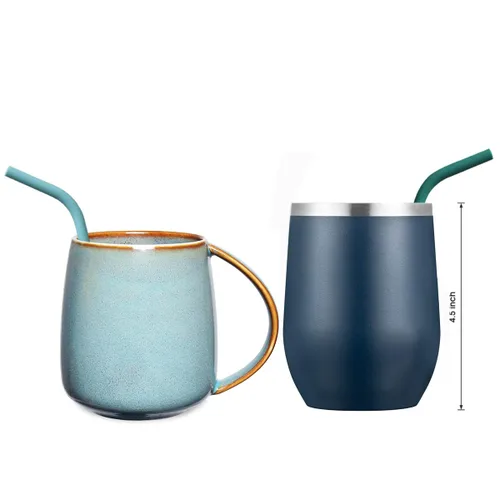 Miniatura 7 de Popotes reutilizables delgados y cortos de 6.7" de silicona flexibles y lindos para niños, bebés y niños pequeños, para vasos de vino/Yeti de 6, 10