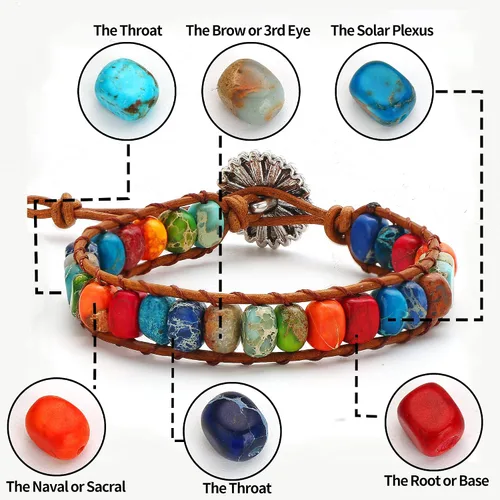 Miniatura 5 de Sedmart Pulseras de piedra hechas a mano para mujeres con piedras hippie de cuero, pulsera de cuentas curativas para mujeres y hombres