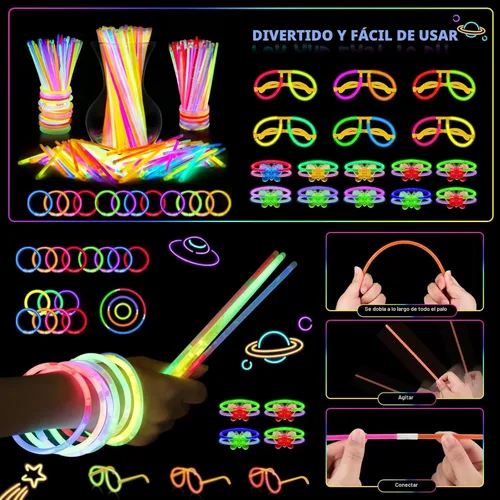 Miniatura 6 de OLUPP Suministros de fiesta que brillan en la oscuridad, 264 piezas de regalos de fiesta iluminados con gafas LED, varillas brillantes, luces