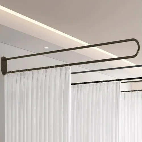 Divisor de habitación colgante, barra de cortina en forma de U, divisor de pared para separación de privacidad, separador de habitación moderno,
