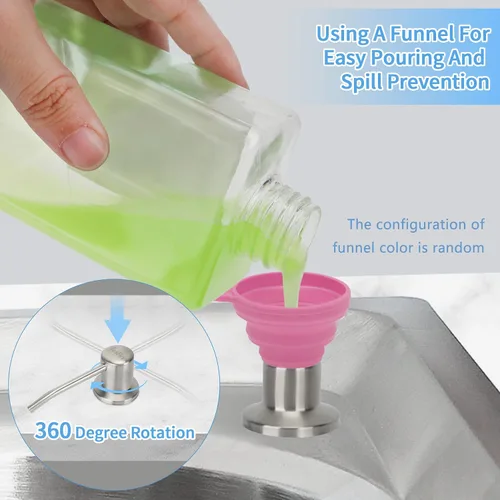 Miniatura 4 de Dispensador de jabón para platos para fregadero de cocina de níquel cepillado, dispensador de jabón para debajo del fregadero con cabezal de bomba