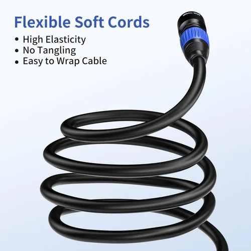 Miniatura 5 de SMALL-EYE Cable DMX de 5 pines, paquete de 2 unidades de 3 pies, cable de iluminación de escenario macho a hembra de 4 núcleos para controlador